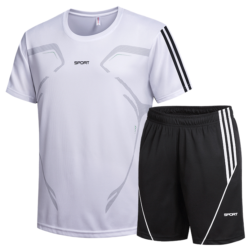 亚特 春夏运动修身舒适男款休闲两件套套装 	白色短袖T恤+短裤-AT5A22M715478268