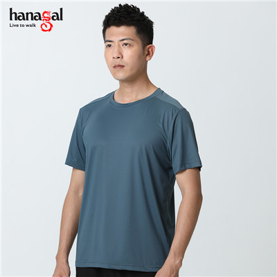 悍戈8007夏季短袖男装运动休闲速干吸湿排汗透气弹性T恤衫  	蓝色 81223