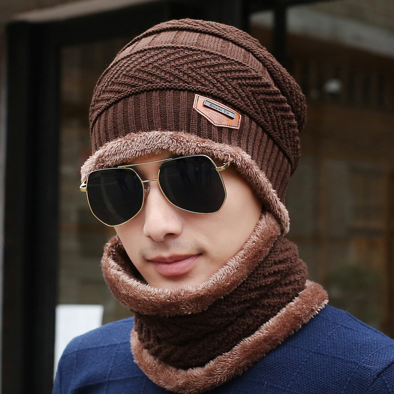 巴洛尼莫 冬季男士针织帽两件套 多色可选 帽子围脖套装时尚韩版户外套头79384