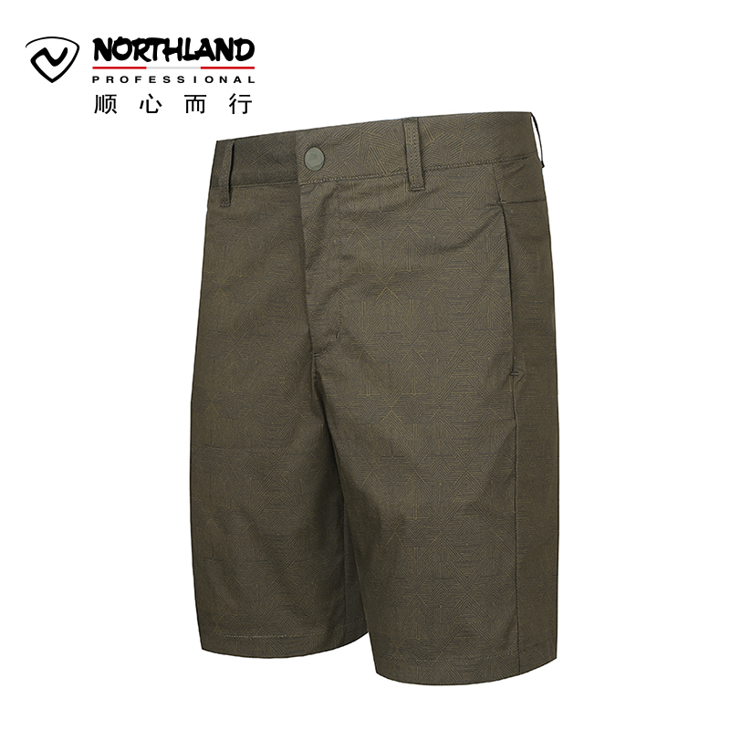 NORTHLAND诺诗兰 男式弹力短裤！采用弹力面料，轻薄透气，吸湿快干，舒适亲肤，弹力无束缚！橄榄褐色 80218