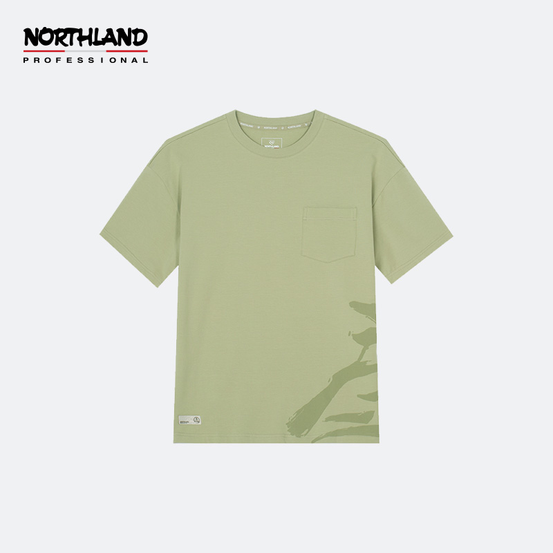 诺诗兰短袖T恤男2022年春夏新款户外运动跑步吸汗透气NTSCT5133S 年轮灰绿色  81244