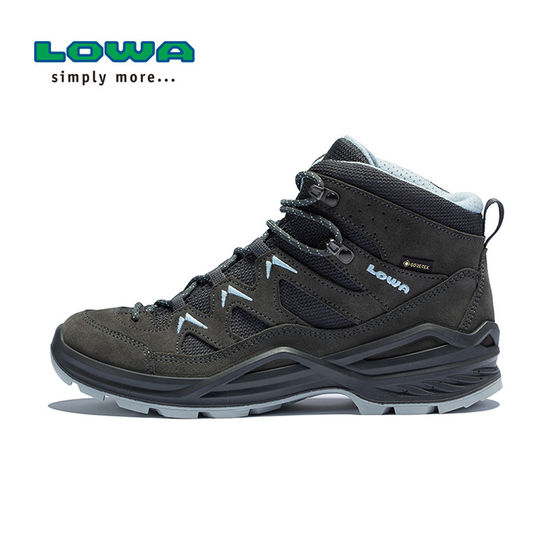 LOWA新品户外防水登山徒步鞋SIRKOS EVO GTX女式中帮鞋 L320801 烟灰色/冰蓝色  80157