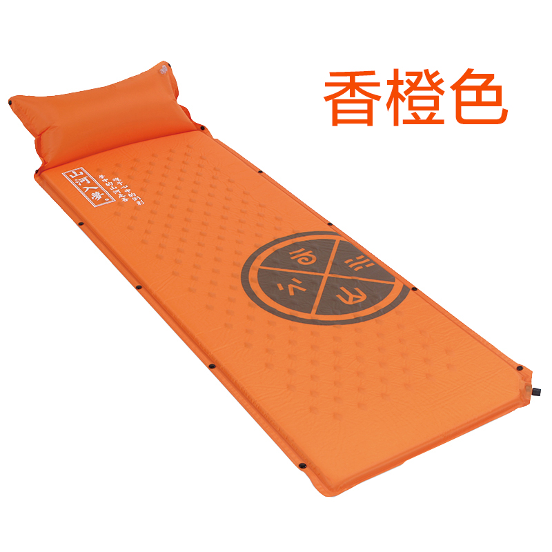 天石户外 N541651 单人自充气垫 带枕头可拼接防潮垫 充气垫露营野营垫 香橙色62825