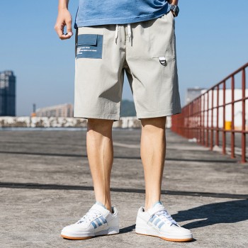 BRACOO 夏季男款五分短裤透气速干裤 米白色 户外徒步跑步休闲运动 米白色