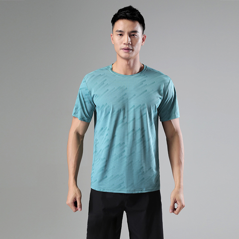 夏季新款男速干T恤时尚流星雨图案冰丝短袖 亮蓝色 浅绿色 黑色 61109